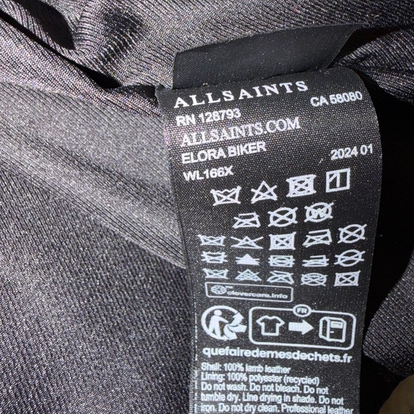 All Saints Elora Black Leather Biker Jacket - Picture 9 of 9